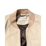 Dolce & Gabbana Beige Lambskin Full Zip Men Bomber Jacket JKT41365-52