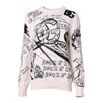 Dolce & Gabbana White Black Logo Print Women Pullover Sweater THS90373-40