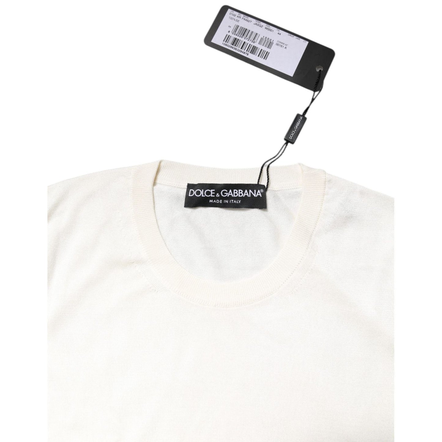 Dolce & Gabbana White Silk Round Neck Sleeveless Tank Top