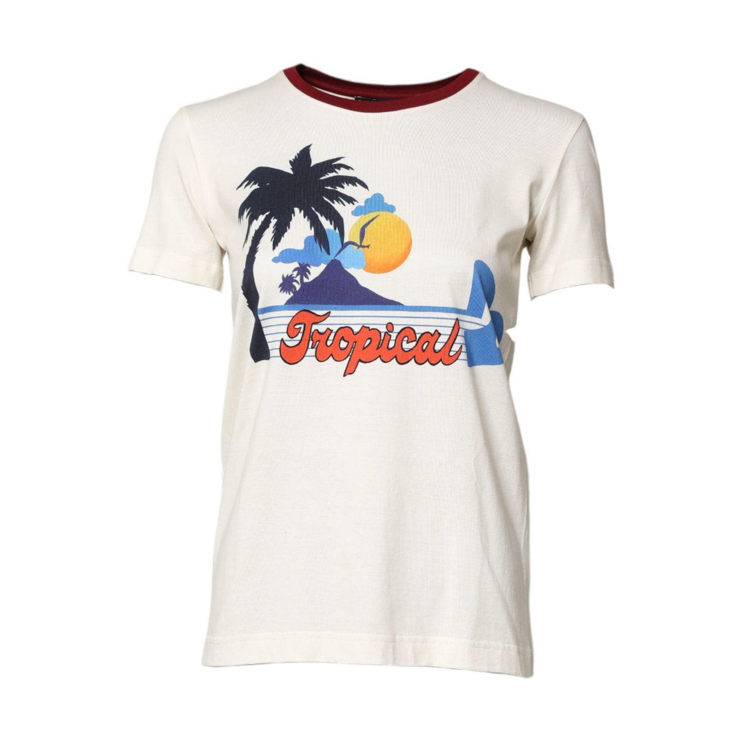 Dolce & Gabbana White Cotton Print Short Sleeves Top T-shirt