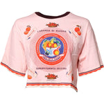 Dolce & Gabbana Pink Print Cotton Short Sleeves Cropped Top TSH878508-36