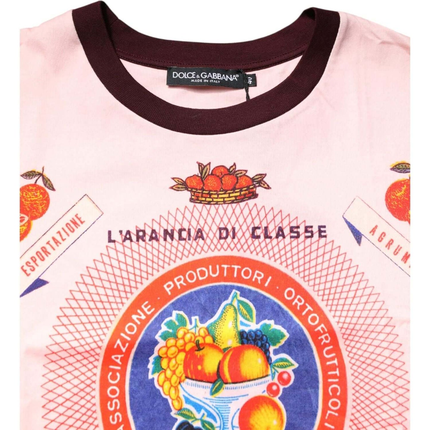 Dolce & Gabbana Pink Print Cotton Short Sleeves Cropped Top TSH878508-36