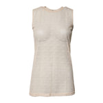 Dolce & Gabbana Ivory Nylon Logo See Through Sleeveless Tank Top