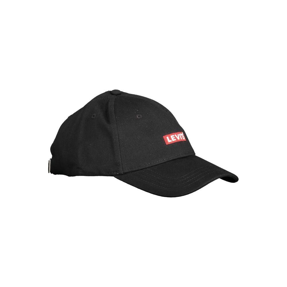 Levi's black cotton men's cap with signature embroidery and logo, offering style and sun protection. Ideal for casual, trend-forward looks.