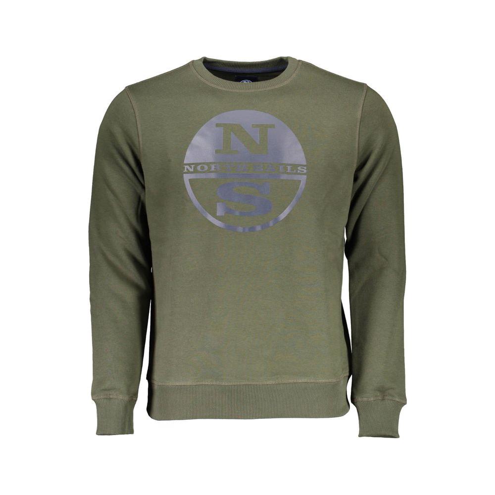 North Sails Green Cotton Men Sweater North Sails Dim Gray