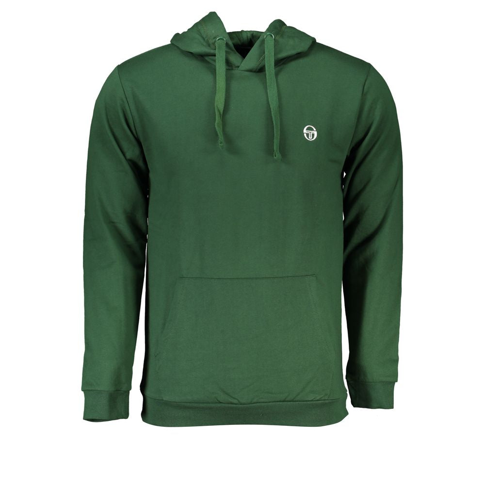 Sergio Tacchini green cotton hoodie with hood, long sleeves, central pocket, and embroidered logo.