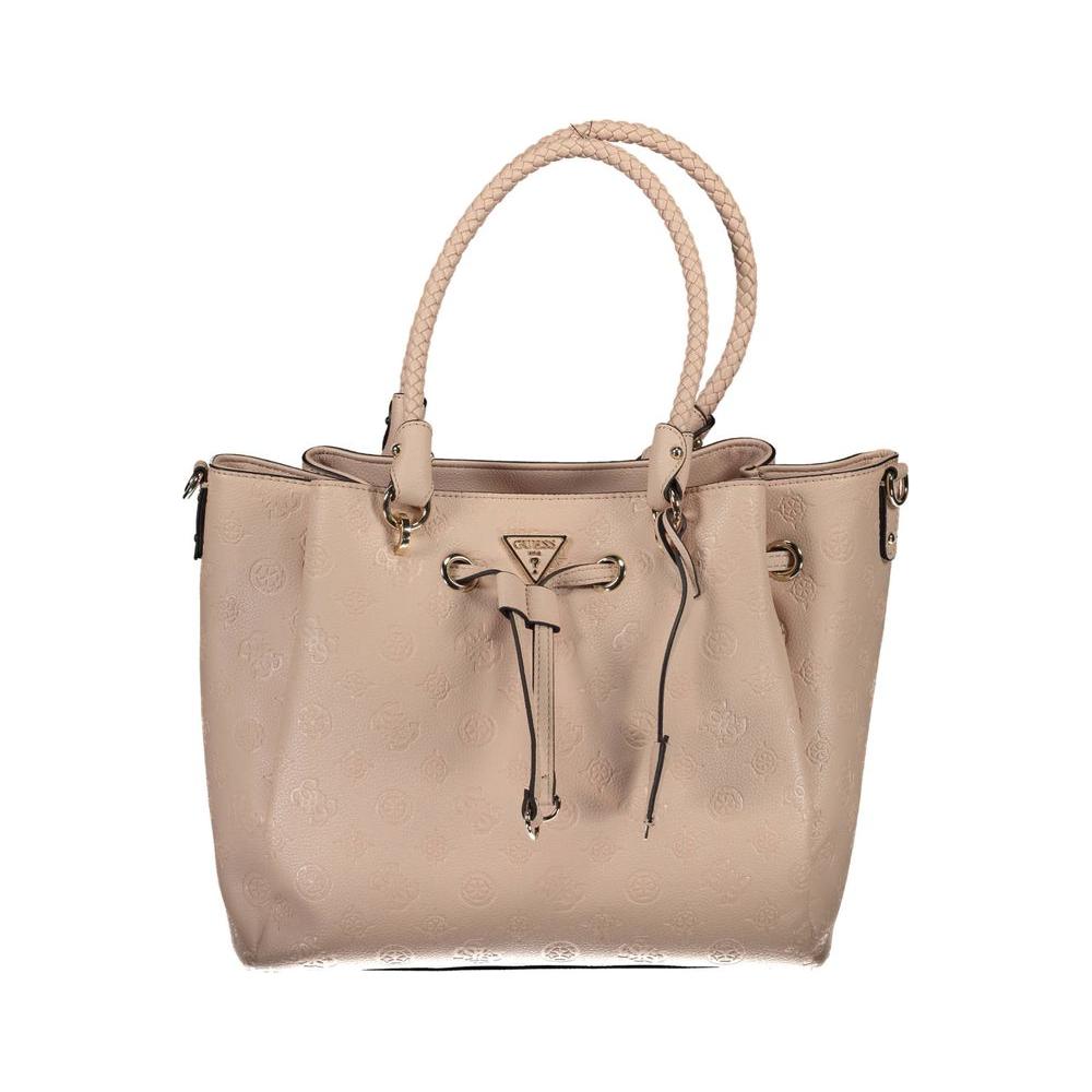 Guess Jeans Pink Polyethylene Women's Handbag with Shoulder Handles and Adjustable Strap