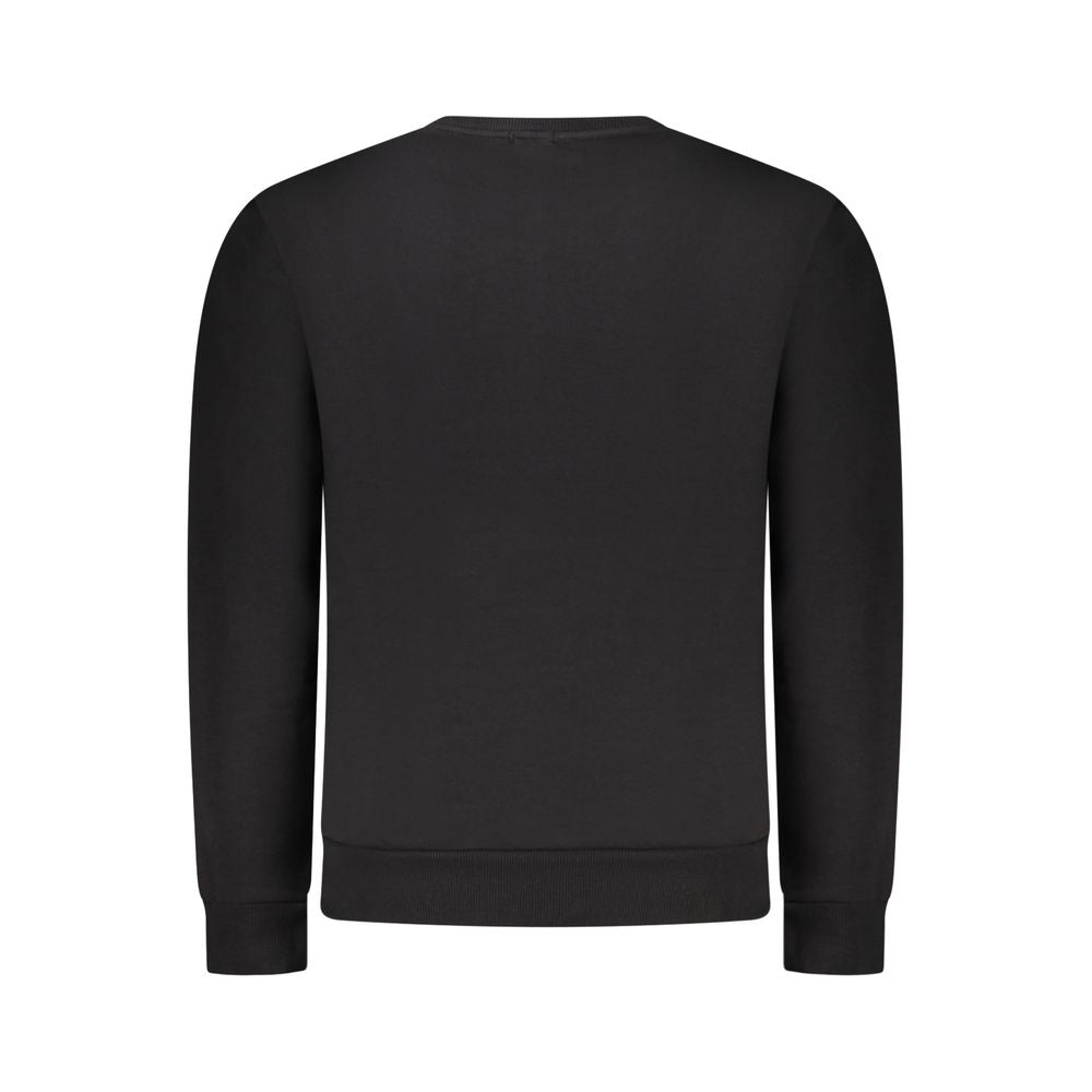 Back view of Rifle black cotton men's sweater showing crew neck and soft material