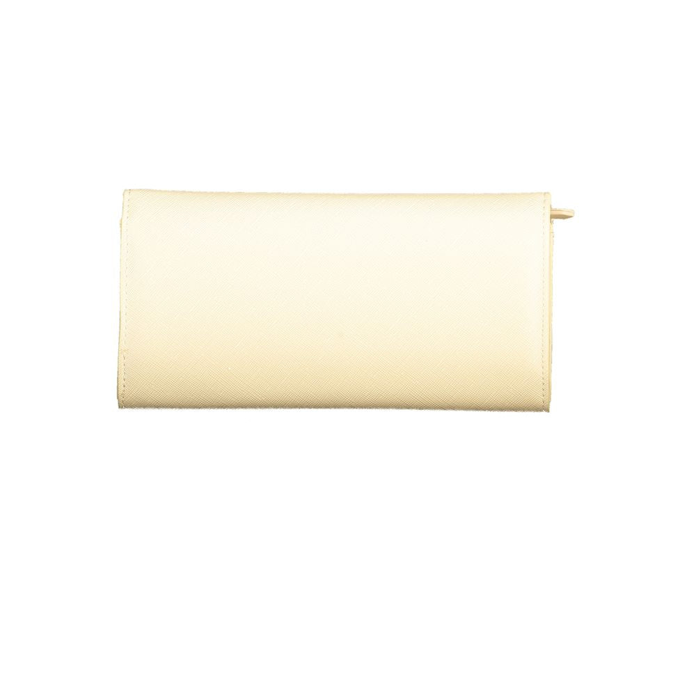 Valentino Bags beige polyethylene wallet with 3 compartments, coin purse, card slots, zip and automatic closure.