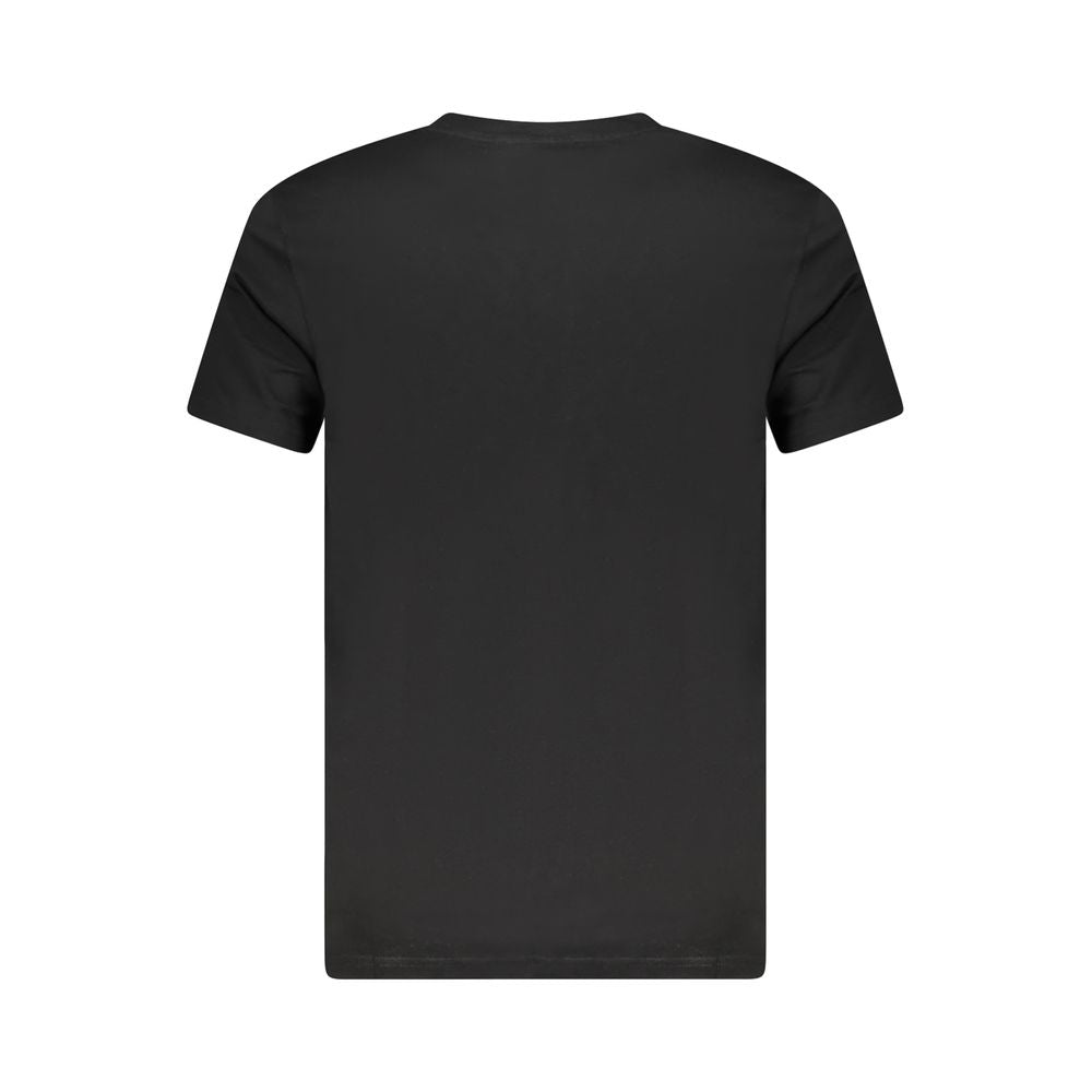 Back view of Cavalli Class Black Cotton Men T-Shirt, featuring short sleeves and crew neck, crafted for fashion lovers seeking luxury and comfort.