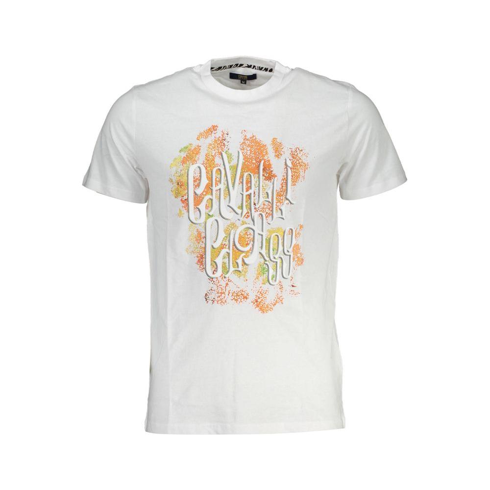 Cavalli Class White Cotton T-Shirt Cavalli Class Light Gray