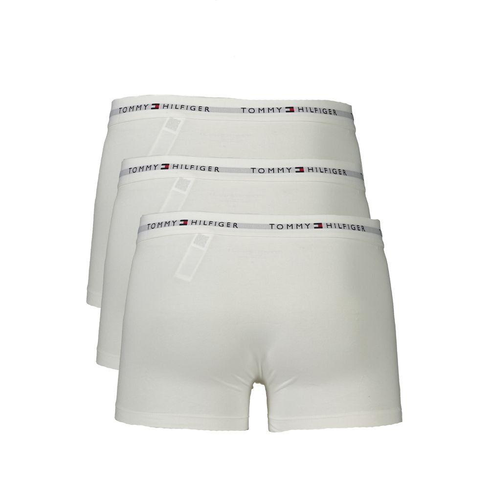 Tommy Hilfiger white cotton men's boxer briefs pack, featuring elastic waistband with logo, eco-friendly fabric.