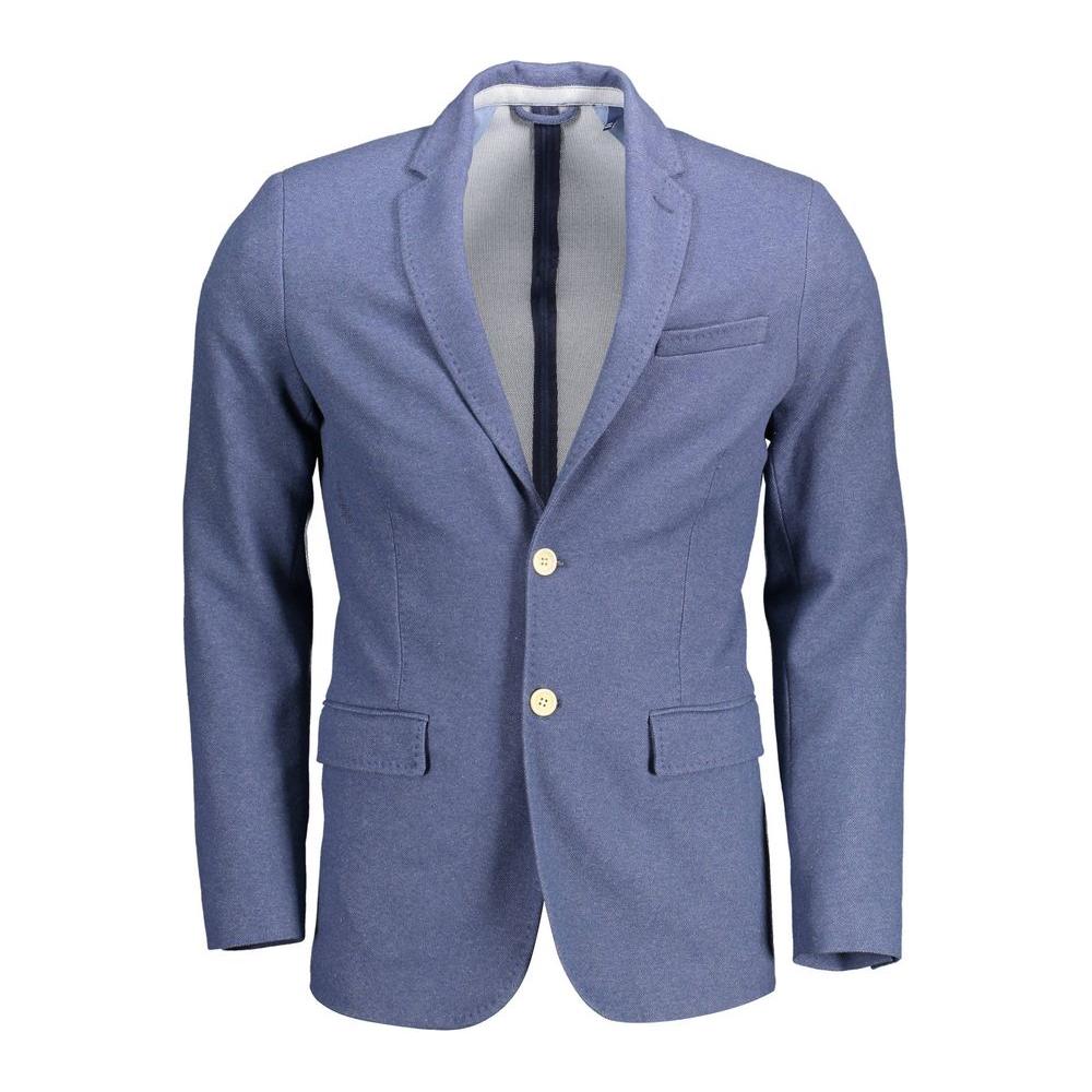 Gant Blue Polyester Men Jacket Gant Slate Gray