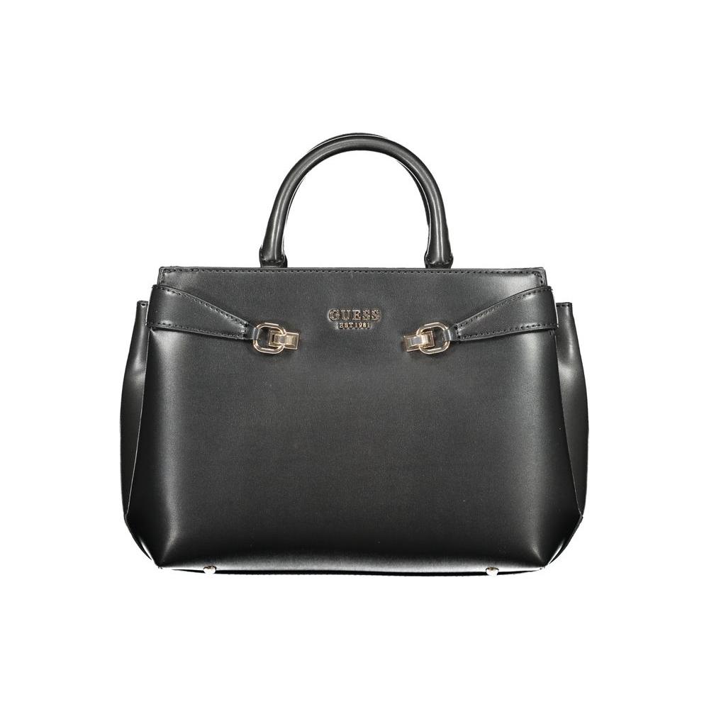 Guess Jeans black polyethylene women's handbag with elegant handles and chain strap, ideal for chic sophistication and versatile wear.