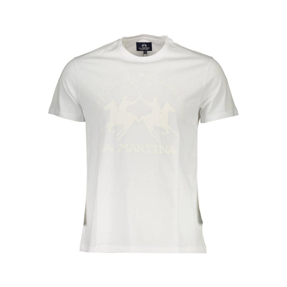 La Martina White Cotton Men T-Shirt La Martina Light Gray