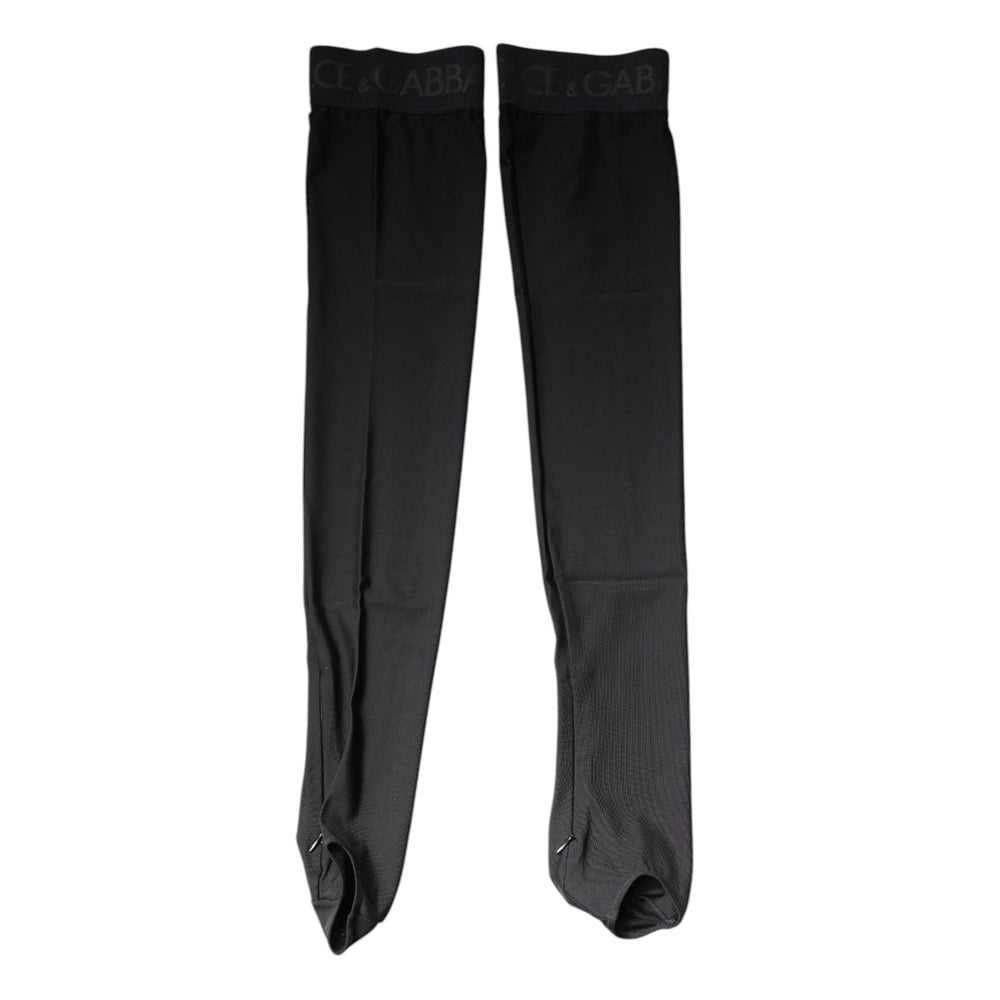 Dolce & Gabbana Black Viscose Stretch Over Calf Stockings Socks SCS2264-S