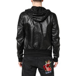 Dolce & Gabbana Black Lambskin Leather Full Zip Biker Jacket