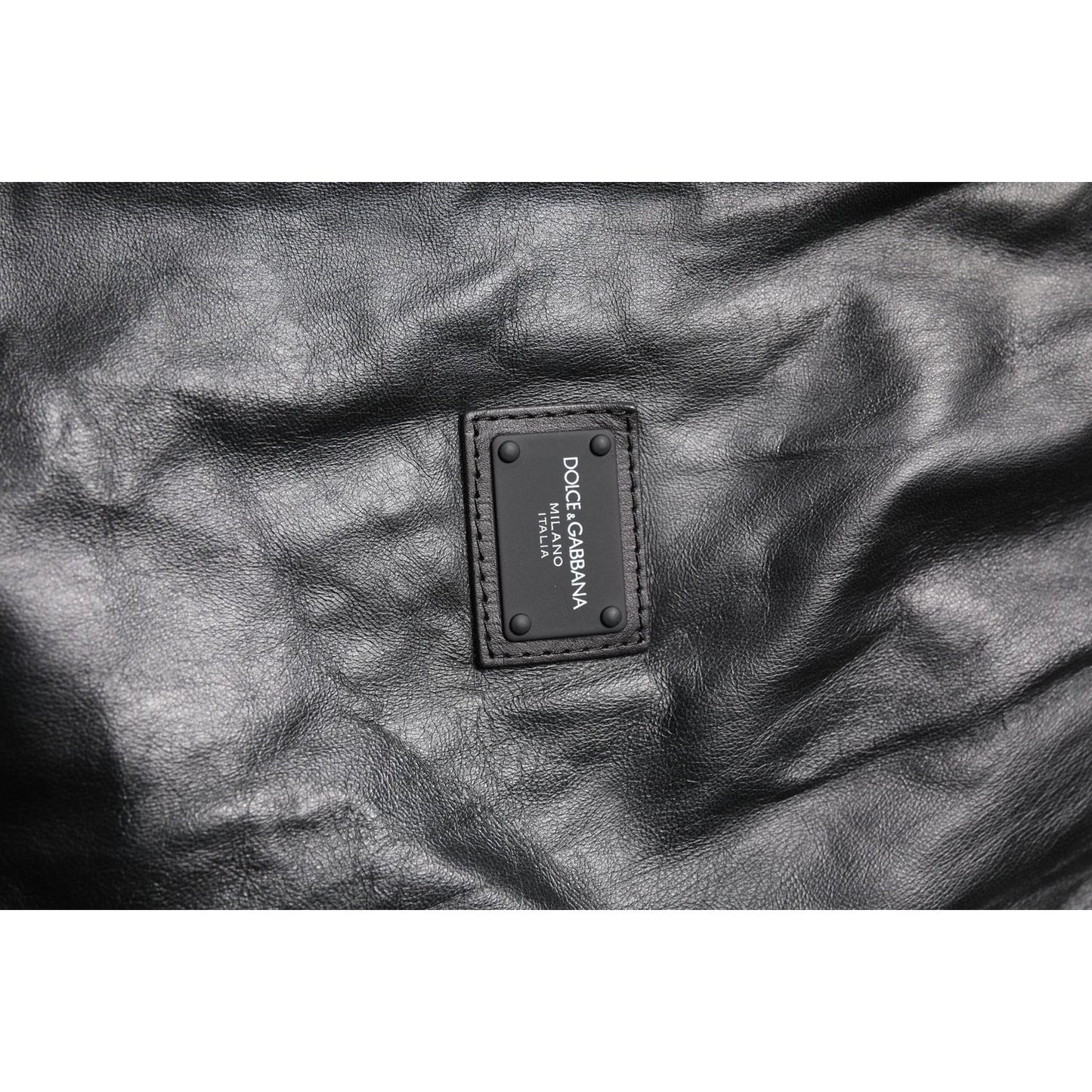 Dolce & Gabbana Black Lambskin Leather Full Zip Biker Jacket