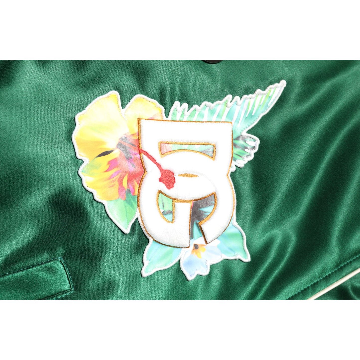 Dolce & Gabbana Green Floral DG Logo Full Zip Bomber Jacket JKT41416-46