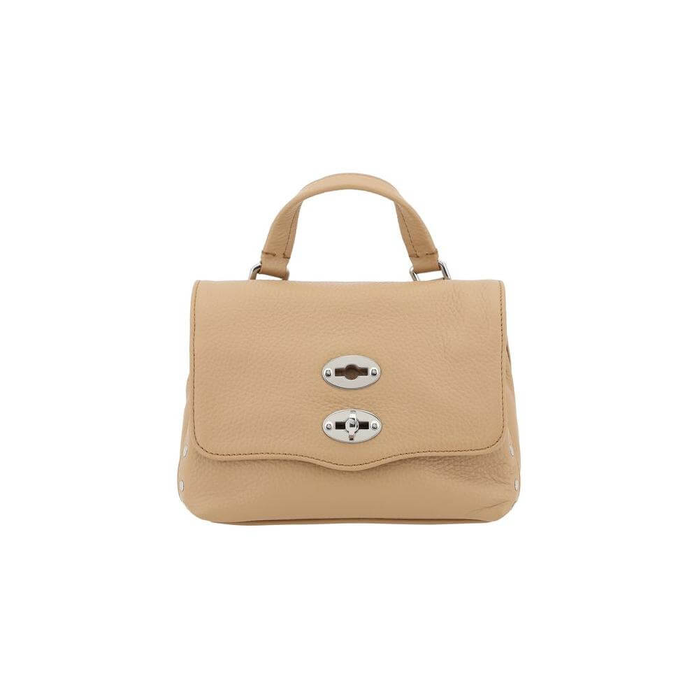 Zanellato Postina Daily Shoulder Bag in calfskin with hook-and-eye closure, featuring a leather handle and adjustable shoulder strap.