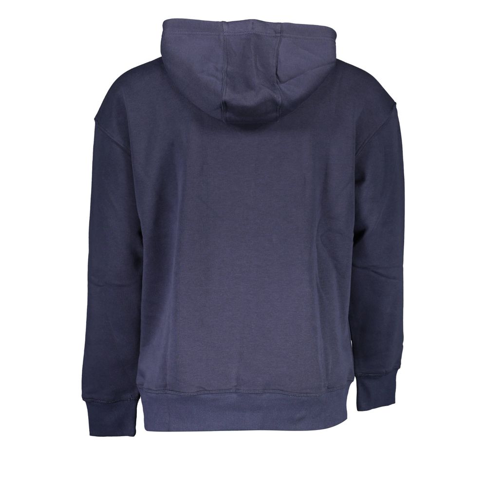 Back view of Tommy Hilfiger Blue Cotton Men Sweater with hood