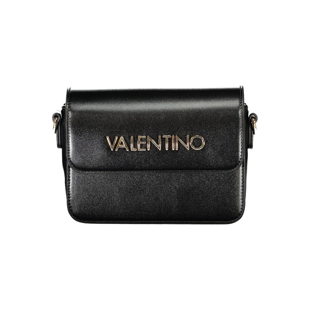 Valentino Bags black polyethylene women's handbag with logo, adjustable strap, and automatic closure.