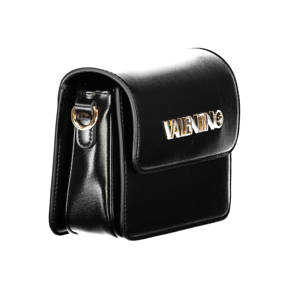 Valentino Bags black polyethylene handbag with logo, featuring an adjustable shoulder strap and automatic closure for style and security.