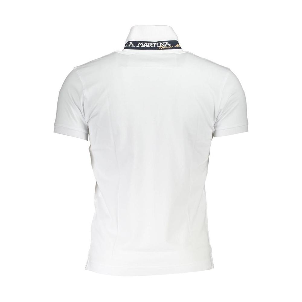 La Martina White Cotton Men Polo Shirt La Martina Lavender