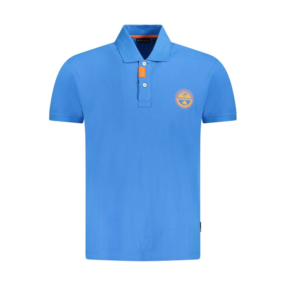 Napapijri blue cotton men's polo shirt with contrasting details and logo, showcasing casual sophistication and comfort.