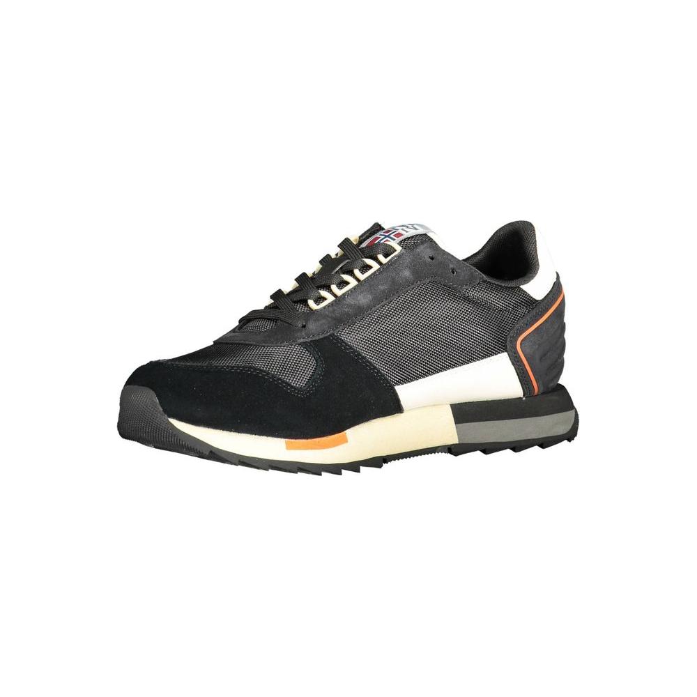 Napapijri Black Leather Men Sneaker Napapijri Dark Slate Gray