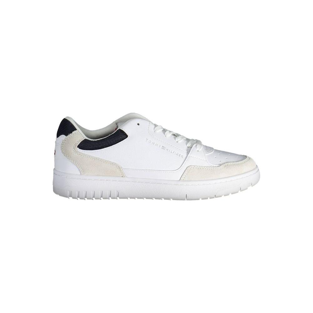Tommy Hilfiger White Leather Men Sneaker Tommy Hilfiger Light Gray