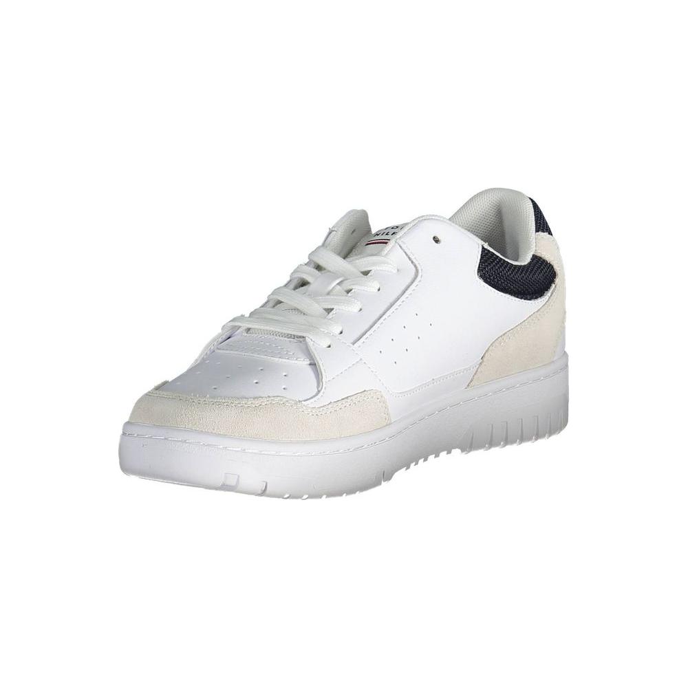 Tommy Hilfiger White Leather Men Sneaker Tommy Hilfiger Light Gray