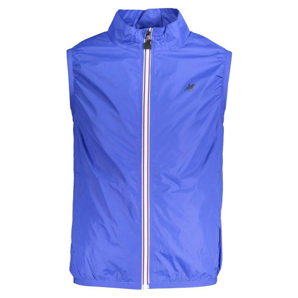 U.S. Grand Polo Blue Nylon Men's Sleeveless Jacket with Zip, Waterproof, Two Pockets, High-Fashion Design
