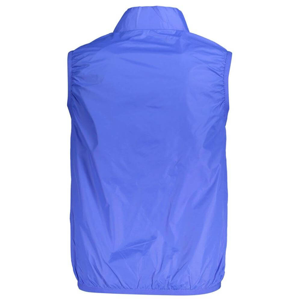 Blue nylon sleeveless men's jacket by U.S. Grand Polo, featuring a waterproof design and practical pockets for effortless sophistication.
