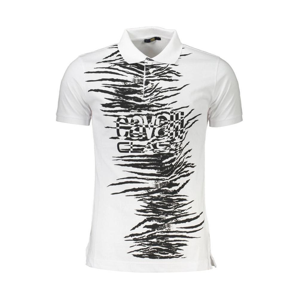 Cavalli Class White Cotton Men Polo Shirt Cavalli Class Dark Slate Gray