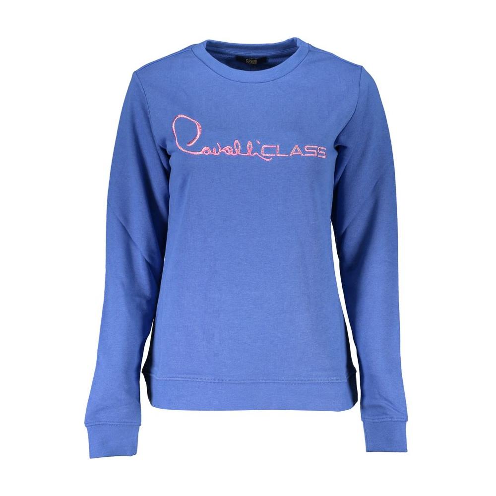 Cavalli Class Blue Cotton Sweater Cavalli Class Steel Blue