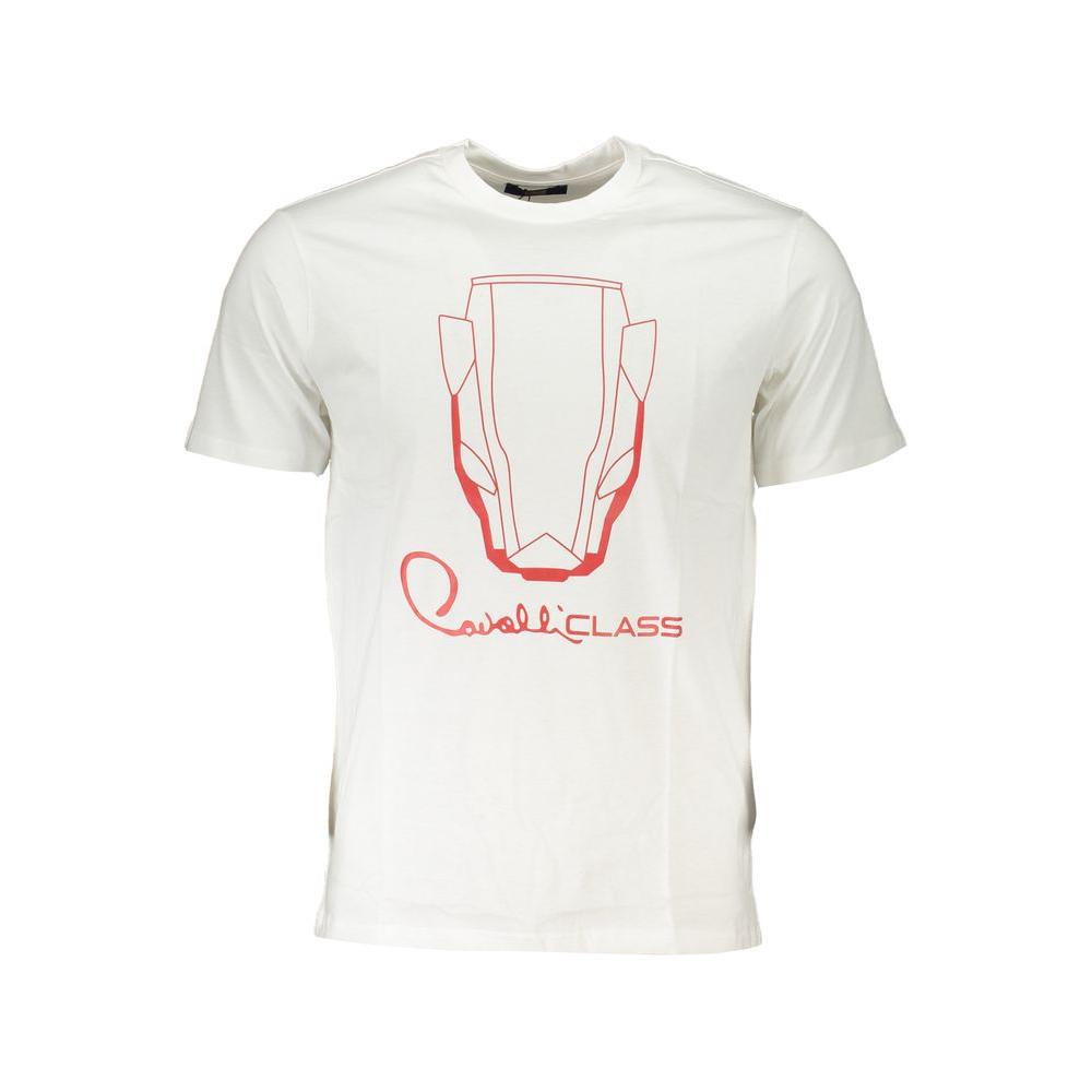 Cavalli Class White Cotton T-Shirt Cavalli Class Beige