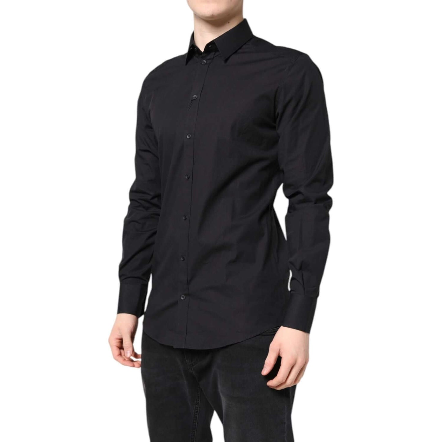 Dolce & Gabbana Black GOLD Cotton Dress Formal Shirt TSH87828-39