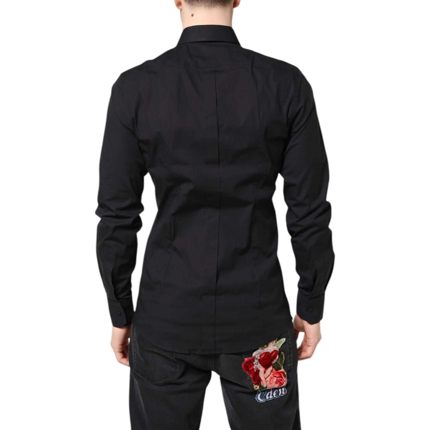 Dolce & Gabbana Black GOLD Cotton Dress Formal Shirt TSH87828-39