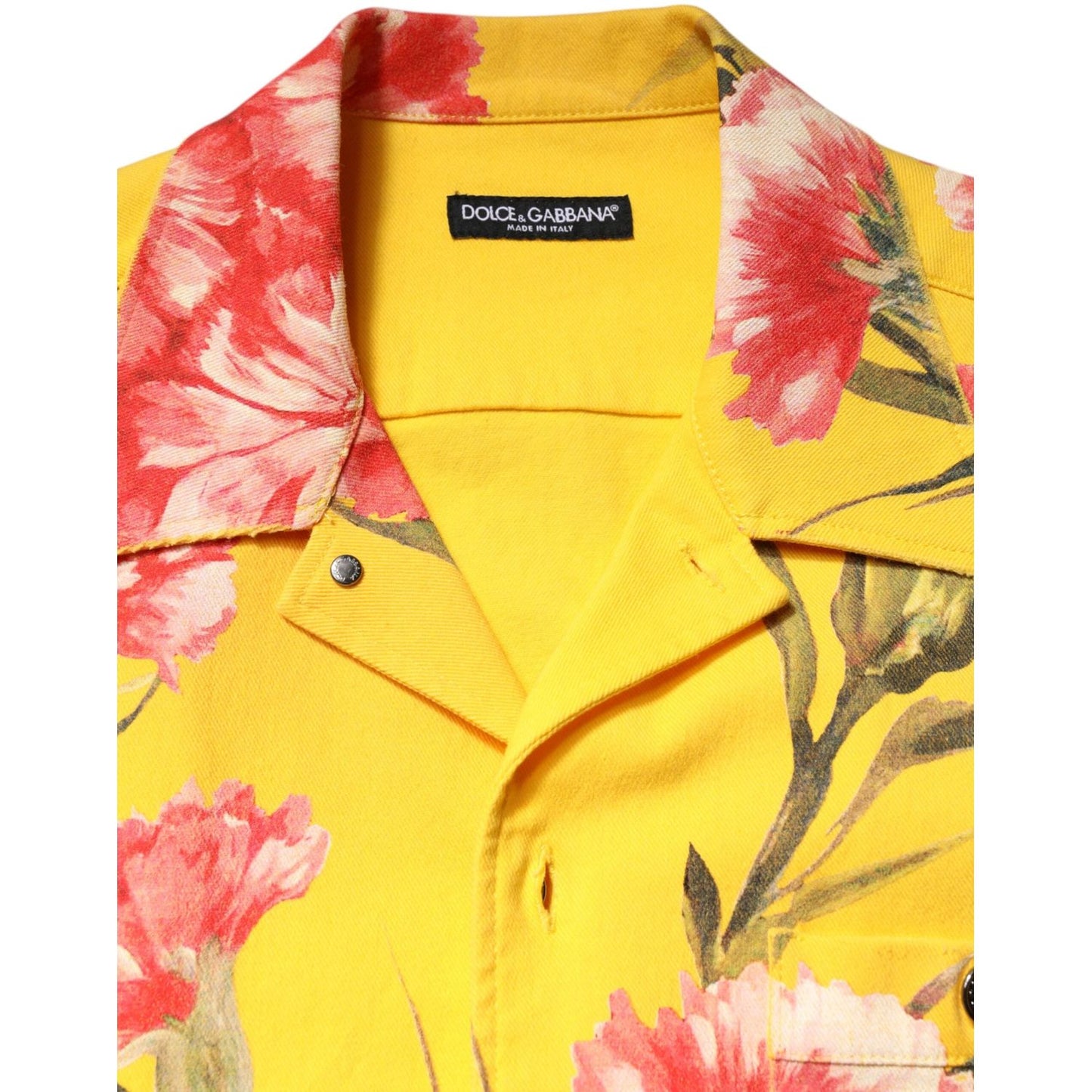 Dolce & Gabbana Yellow Floral Men Button Down Casual Shirt TSH90327-40