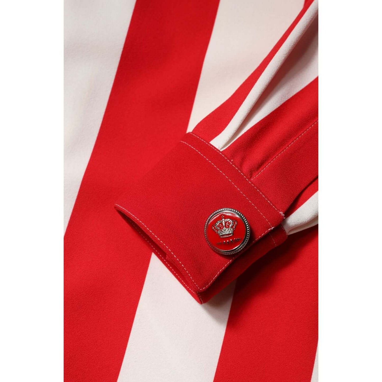 Dolce & Gabbana red and white striped mini dress sleeve detail with logo button