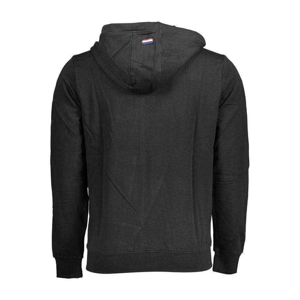 Black U.S. POLO ASSN. Men’s Hoodie Back View – Cotton-Polyester Blend with Logo, Perfect for Casual Outing or Relaxed Weekend.