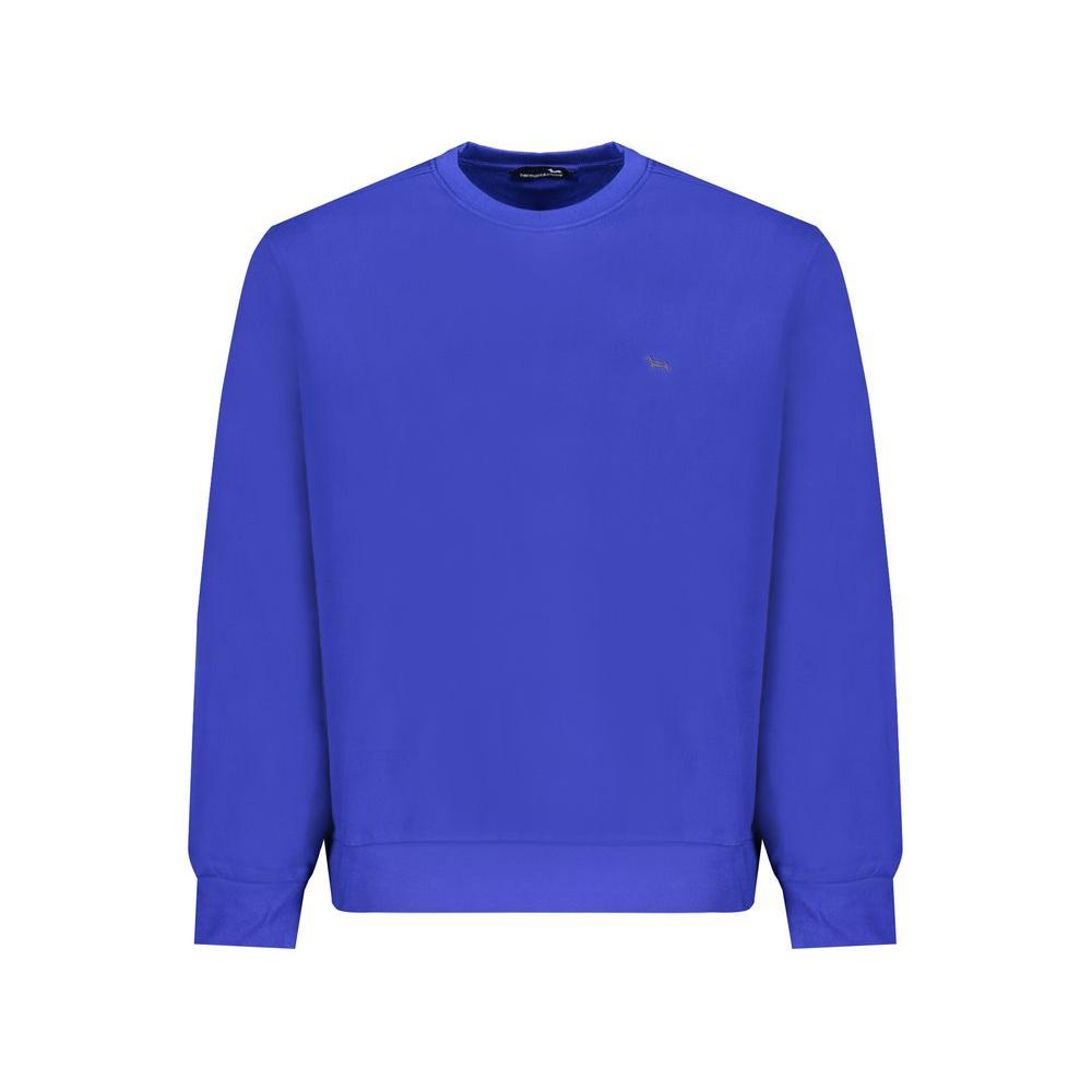 Harmont & Blaine blue cotton sweater, long sleeve, crew neck with logo embroidery. Ideal for casual style.