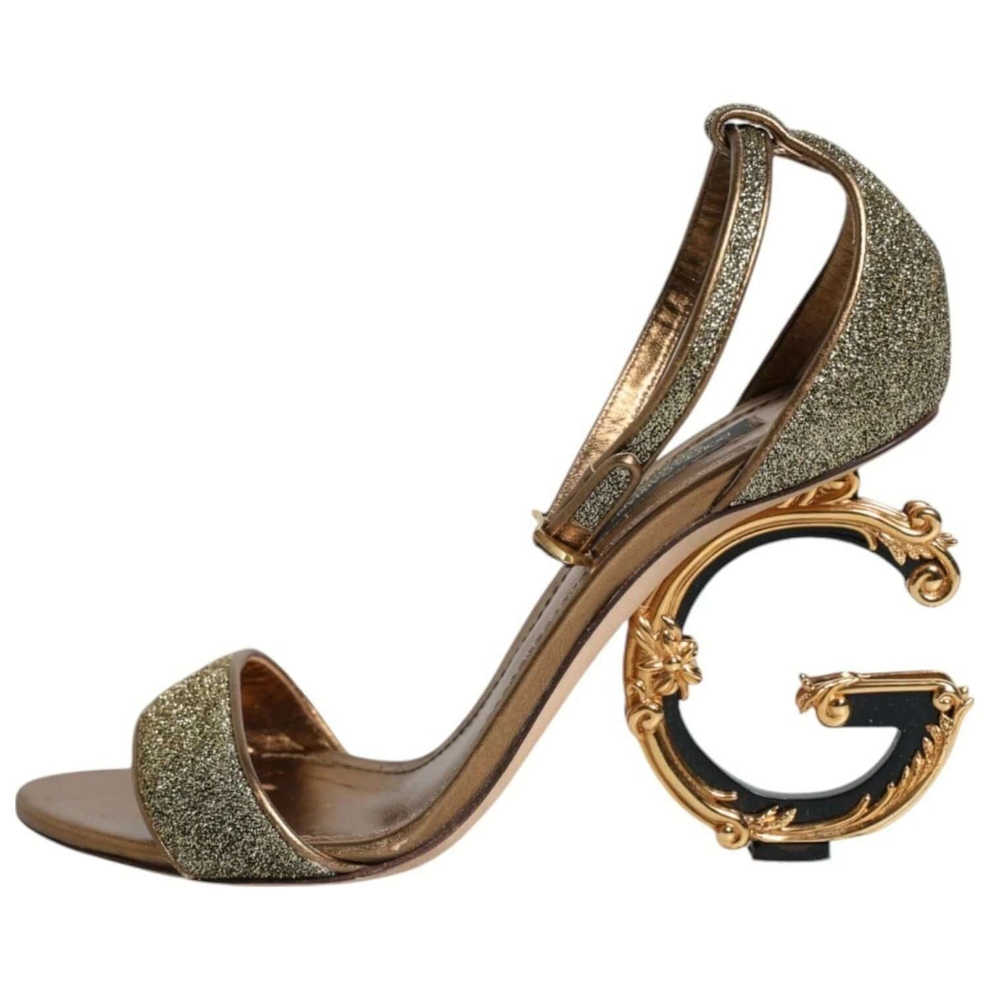 Dolce & Gabbana Gold Lurex Ankle Strap Heel Sandals Shoes