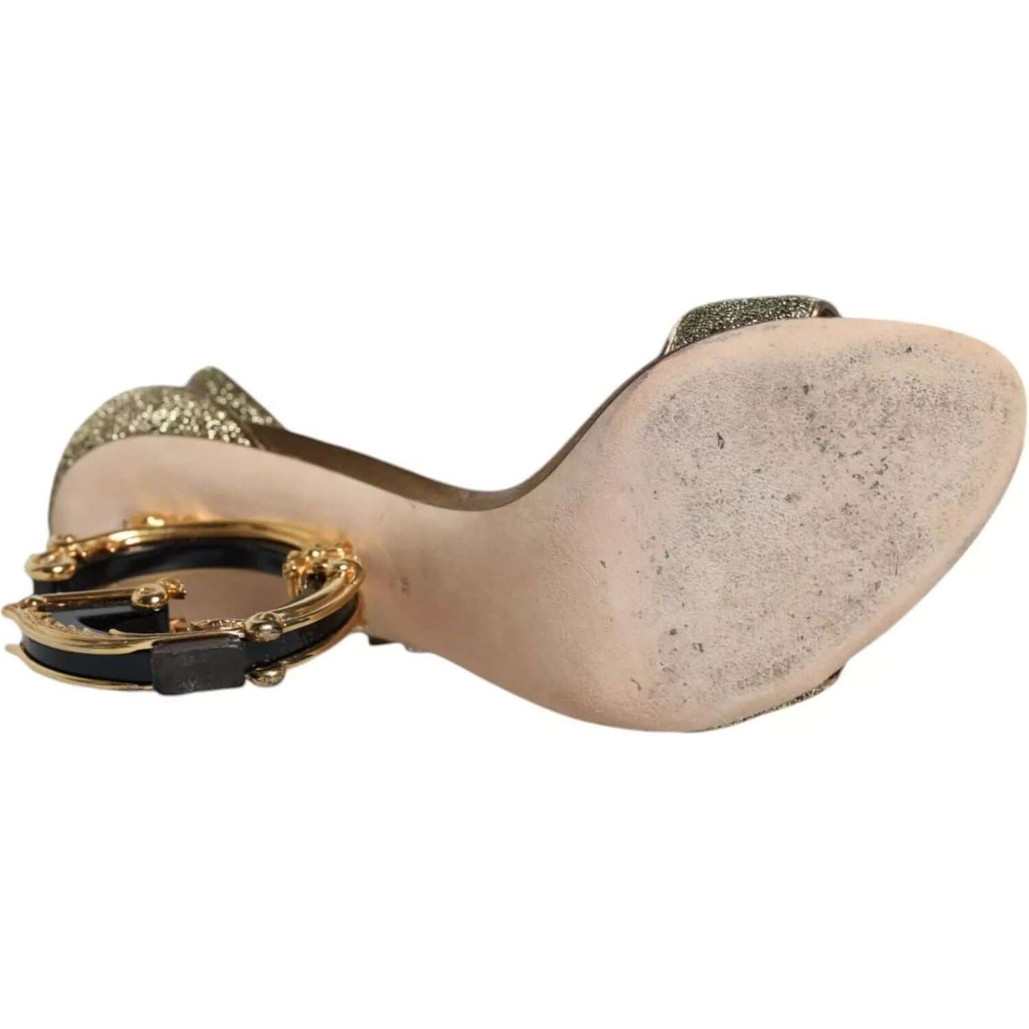 Dolce & Gabbana Gold Lurex Ankle Strap Heel Sandals Shoes