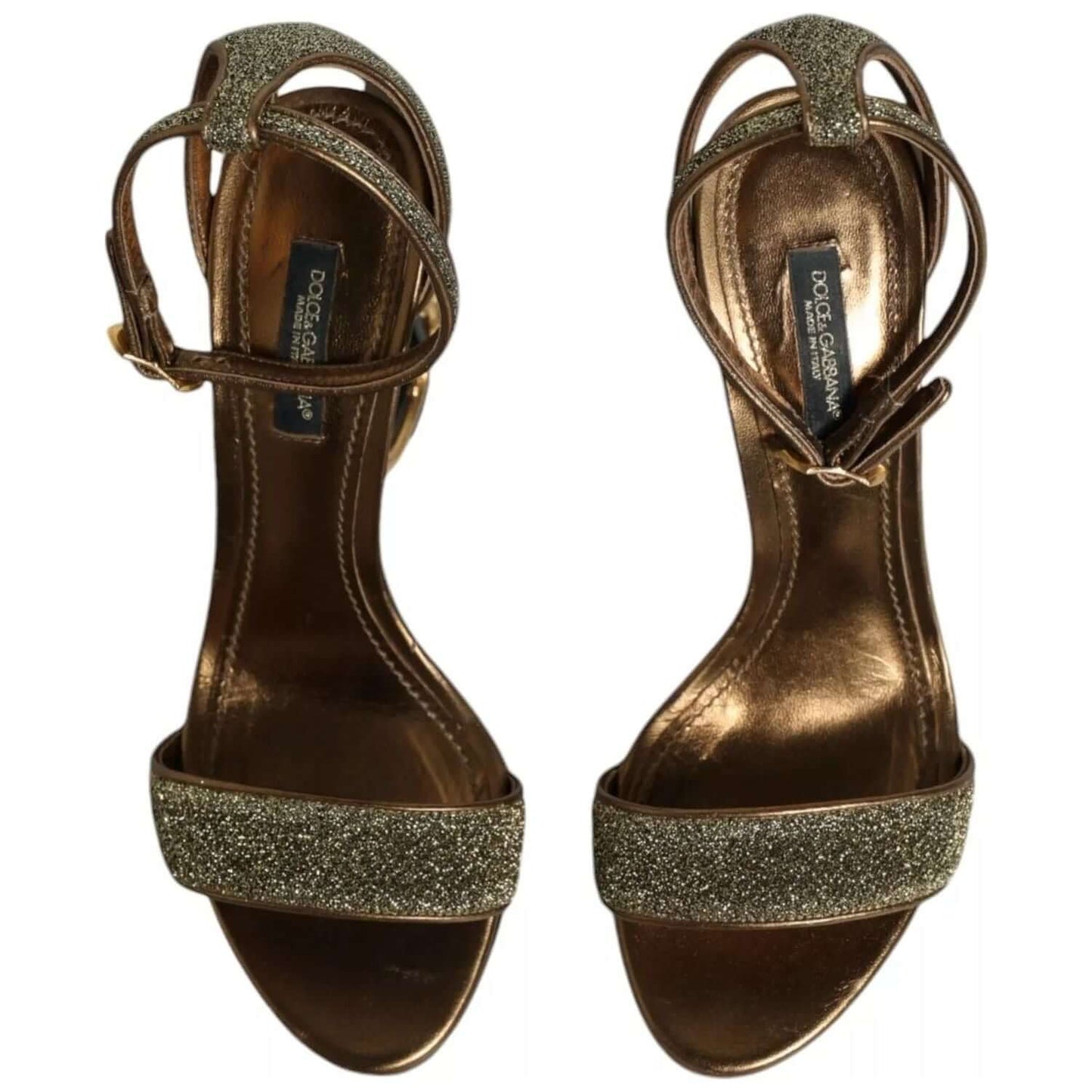 Dolce & Gabbana Gold Lurex Ankle Strap Heel Sandals Shoes