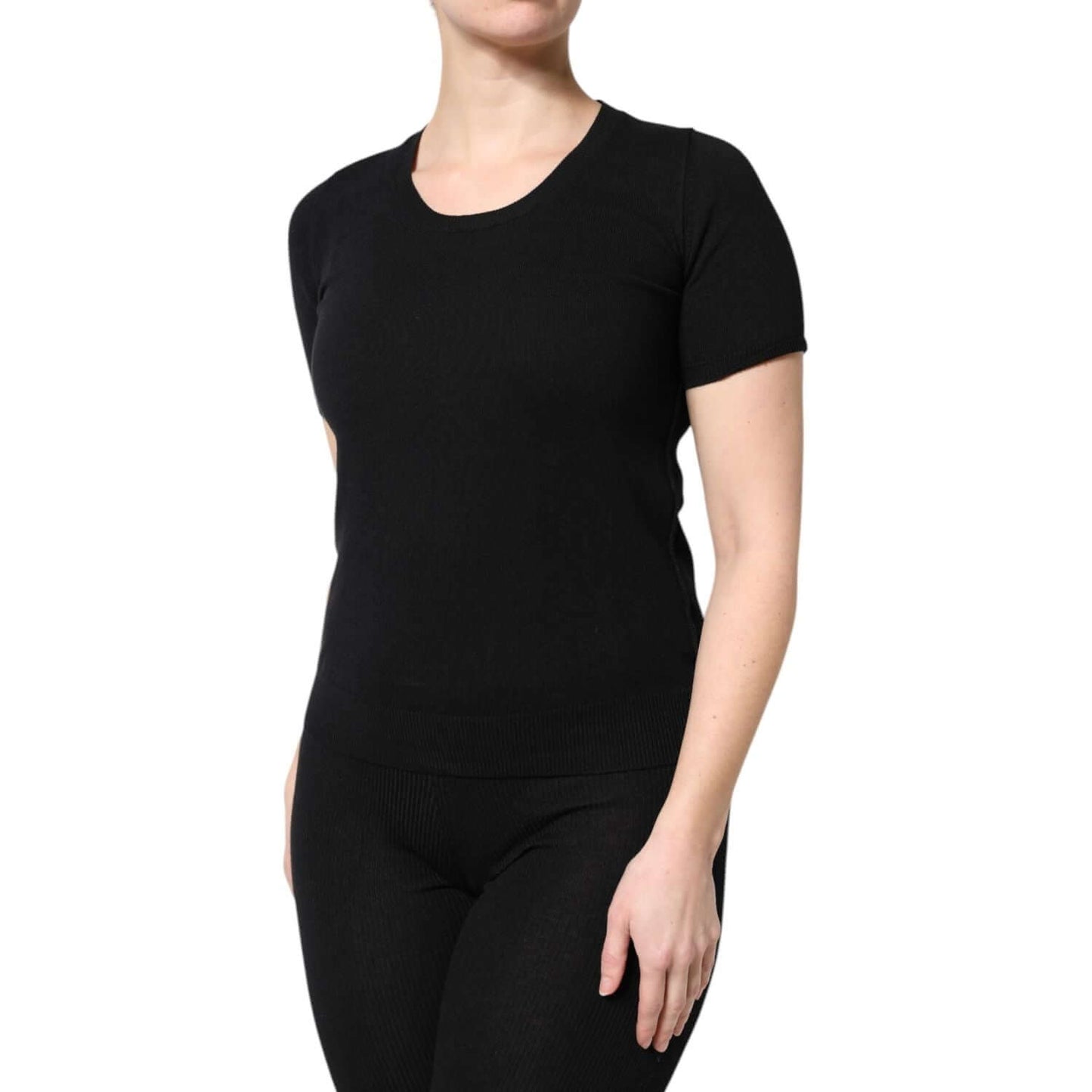 Dolce & Gabbana Black Cotton Round Neck Short Sleeve T-shirt
