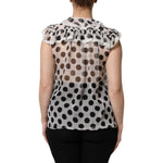 Dolce & Gabbana White Black Polka Dot Cotton Sleeveless Top TSH90250-36