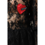 Dolce & Gabbana Black Cotton Floral Lace Women Blouse Top TSH90437-36