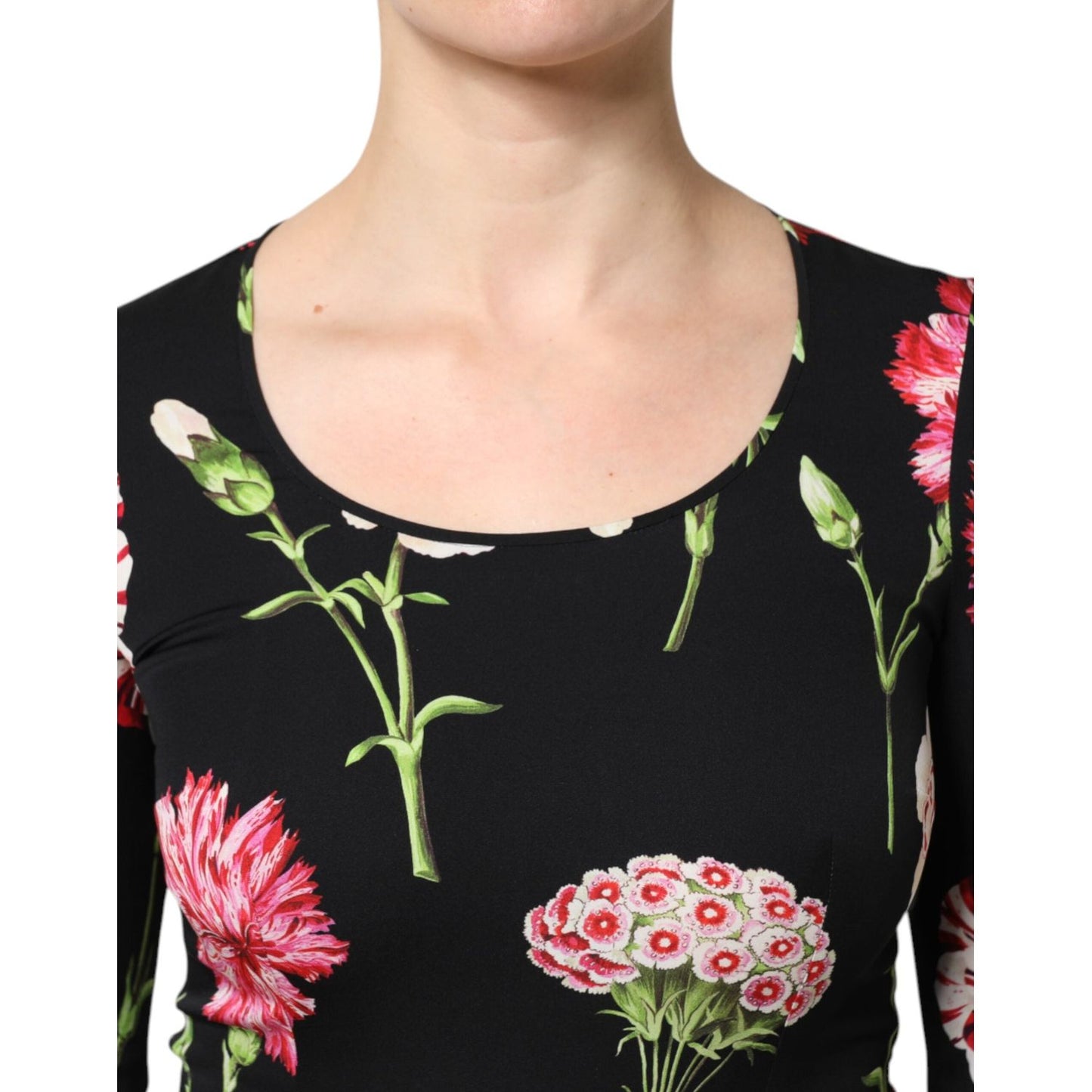 Dolce & Gabbana Black Floral Long Sleeve Women Blouse Top TSH90438-36